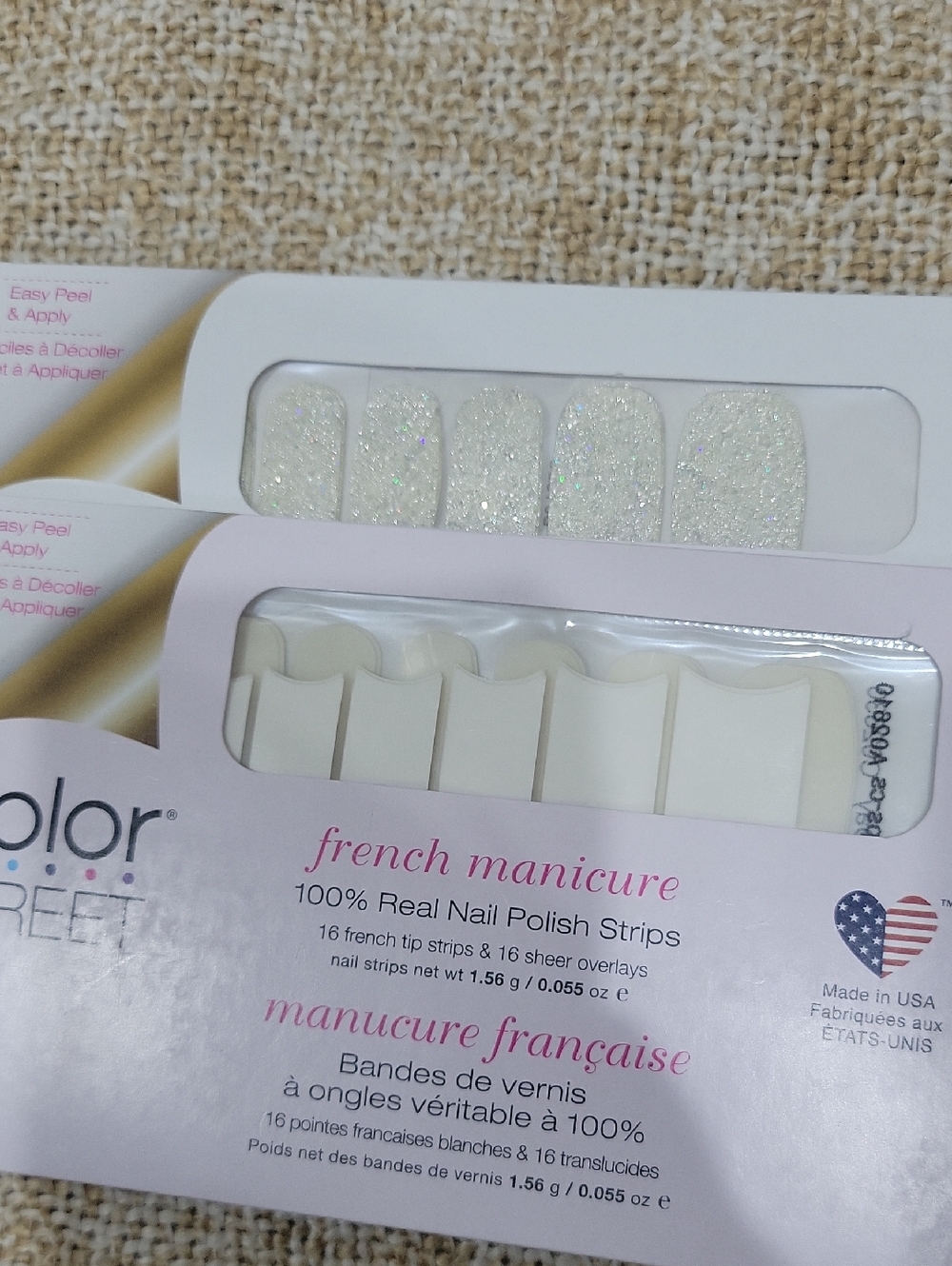Color Street French Manicure Nail Strips - White & Glitter